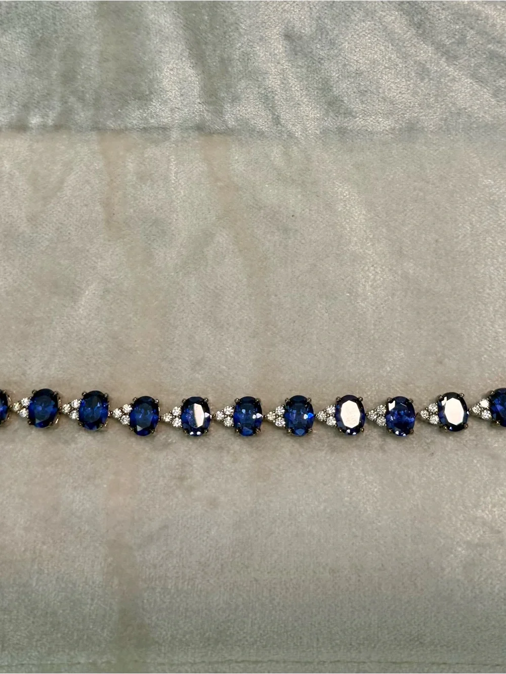 🌸JTV16-Blue Lab Created Sapphire Rhodium Over Sterling Silver Tennis Bracelet💎🛍️